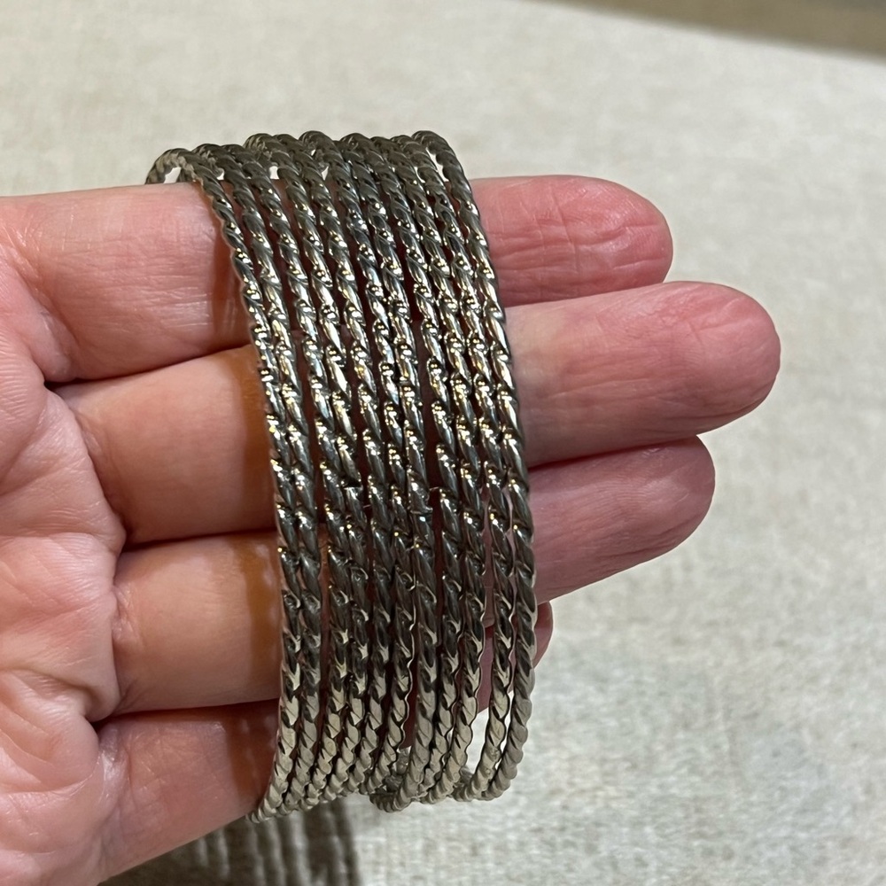 Set of 11 Silver Bangle Bracelets